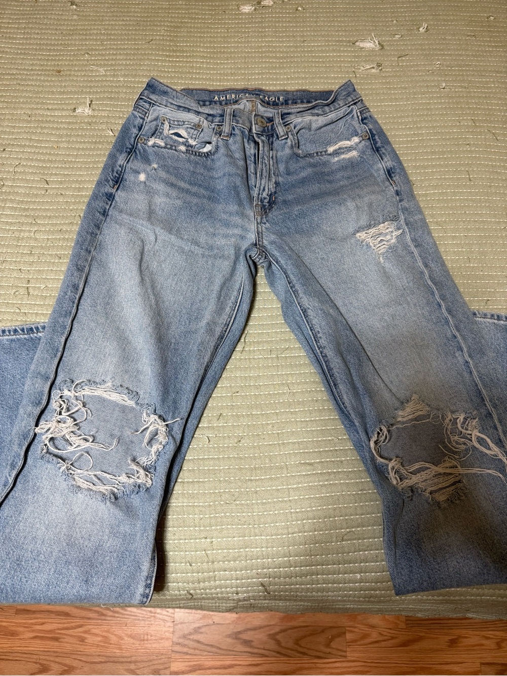 AE Lowrise Distressed Baggy Jeans in size 0